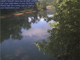 Camera of the North Fork River showing the current weather down river